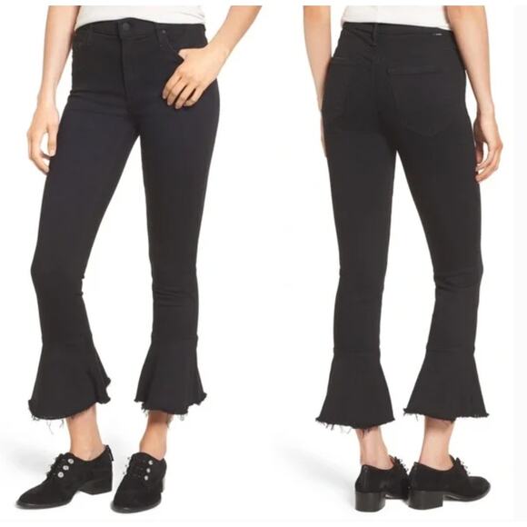Mother Denim The Cha Cha Fray Jeans Black Not Guilty Capsule Vacation Flare Easy - Picture 1 of 13